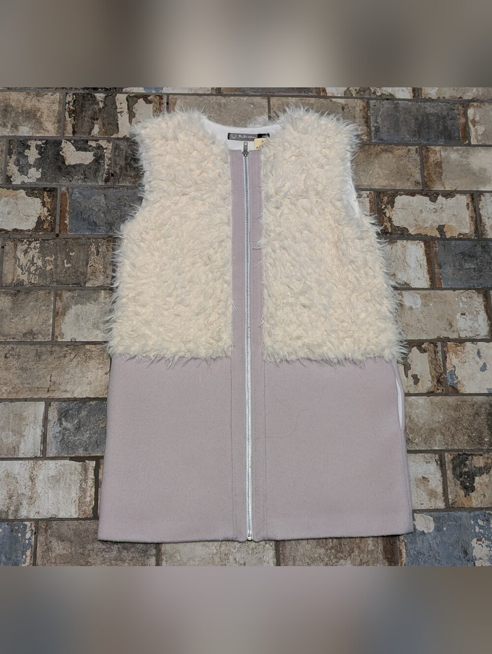 New For Love & Lemons Alpine Faux Fur Teddy Vest in Lilac White - Women's Small